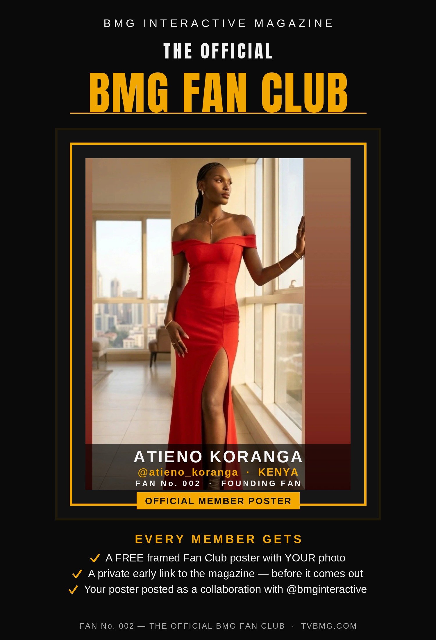 Fan Club poster — Founding Fan No. 002, Atieno Koranga