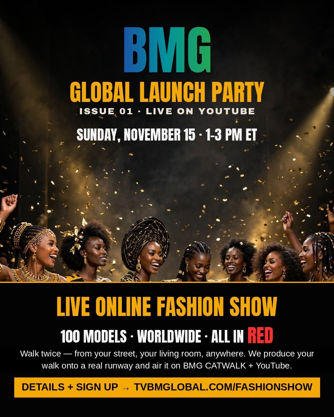 BMG launch party flyer — November 15